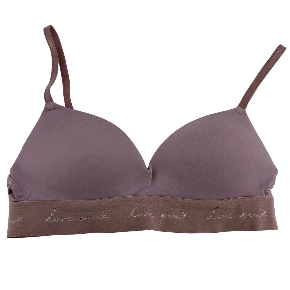 Pink Victoria's Secret Love Pink T Shirt Bra Padded Elastic Band Pink 28A